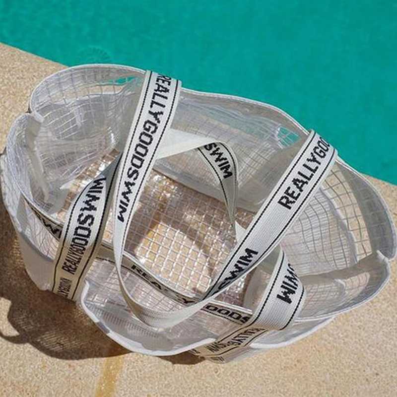 Gym Bag Beach Bag Fis Transparent Waterproof Multi-Pocket Tote Swimming Mesh Bags High Volume Beach Organizer Travel Swim B250618