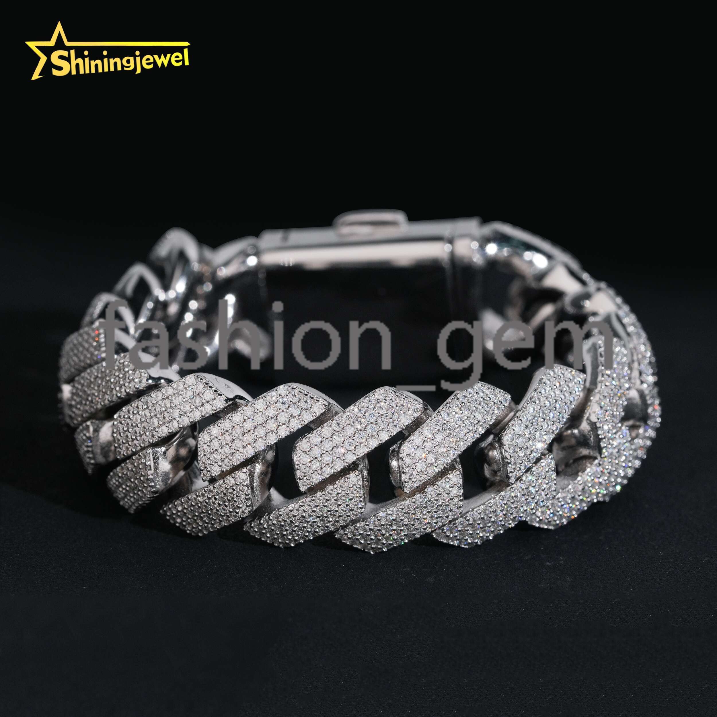 Heavy 20mm Prong Chain 4 Row Moissanite Cuban Bracelet Necklace Custom Hip Hop Diamond Cuban Links Cuban Chain Moissanite