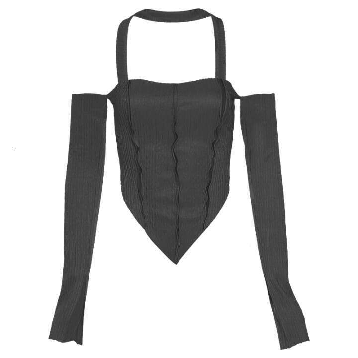 Autumn New Women's Fashion Solid Color Slim Fit Crop Irregular Halter Neck Tank Top B5