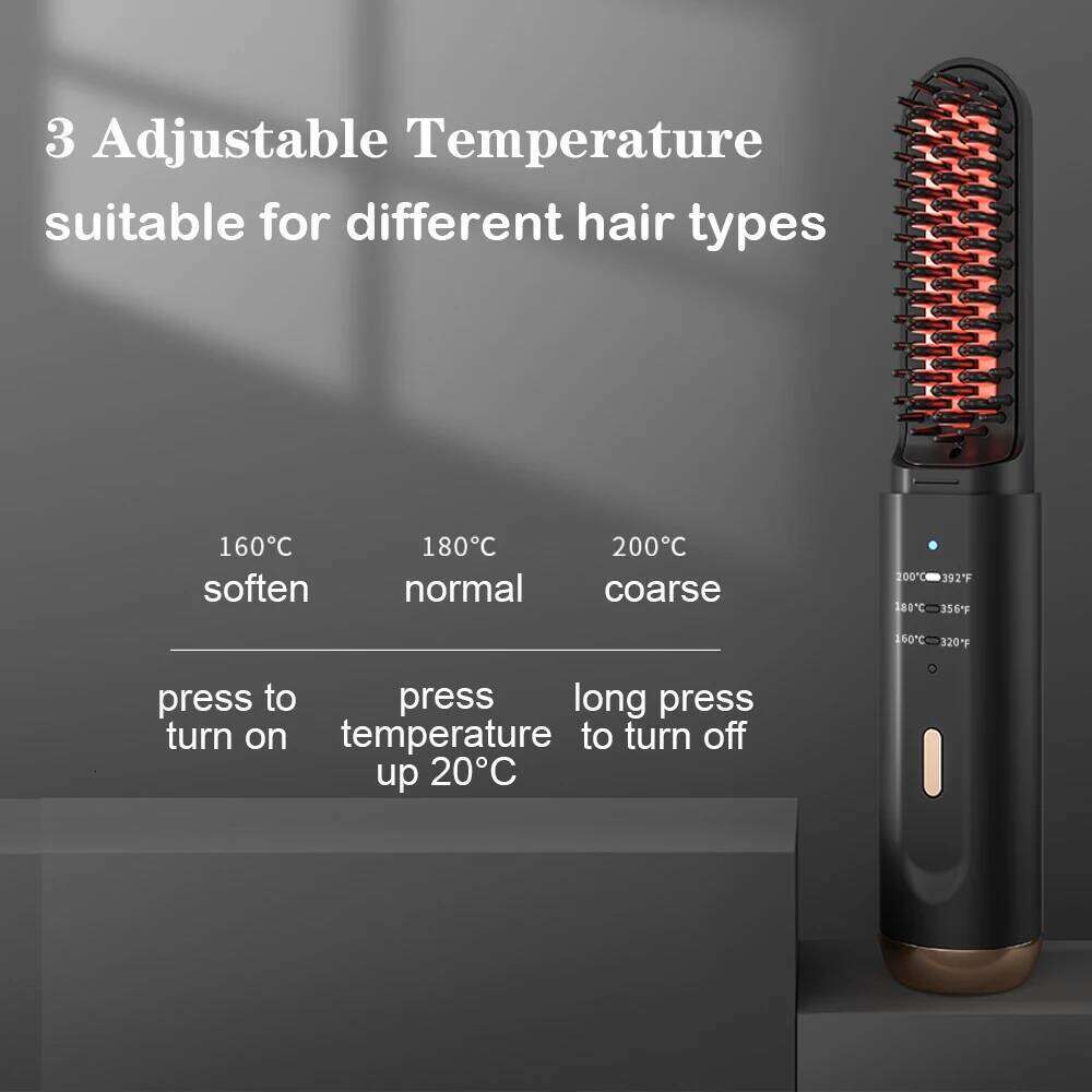 Electric Brushes Wireless Hair Brush Anti-Scalding Hot Comb Ceramic Cordless Beard Straightener for Men