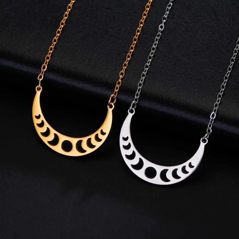 Skyrim Moon Phase Necklace Stainless Steel Choker Fashion Elegant Women Witch Crescent Moon Jewelry Gift Celestial Moonology W250618