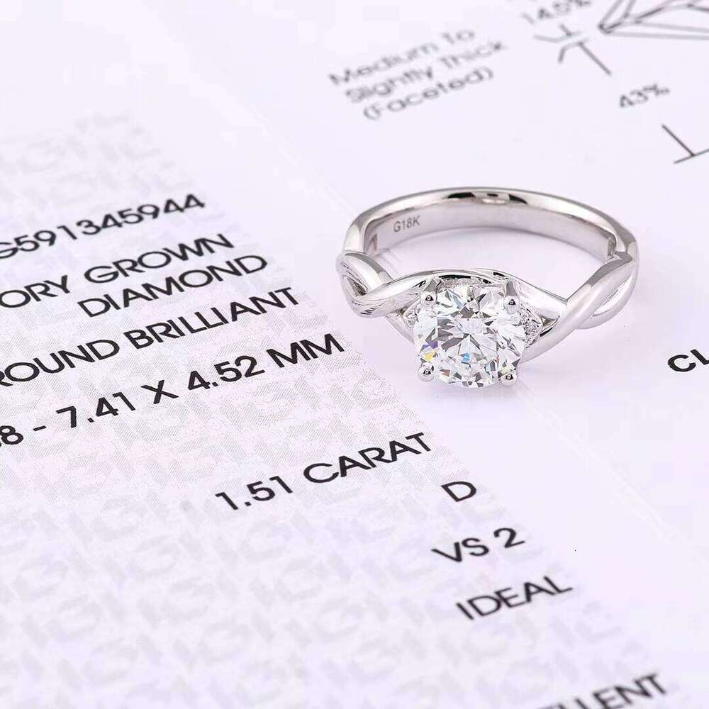 Bridal AU750 Platinum 1.5ct VVS Round Cut Lab-Grown Phosphorite Wedding Ring Passes Tester