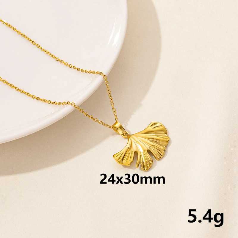Plant Tree Leaves Pendant Necklace Ginkgo Leaf Charm Stainless Steel Necklaces For Women Men Jewelry Fashion Gold/Silver Color W250618
