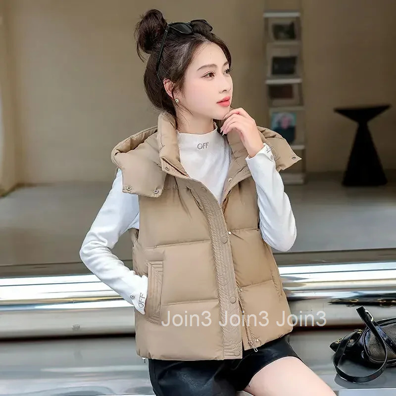 Korean Style Loose Womens Padded Cotton Vests Warm Cold Coats on Sale Lightweight Cheap Insulated Youthful Casual Lady Giletes