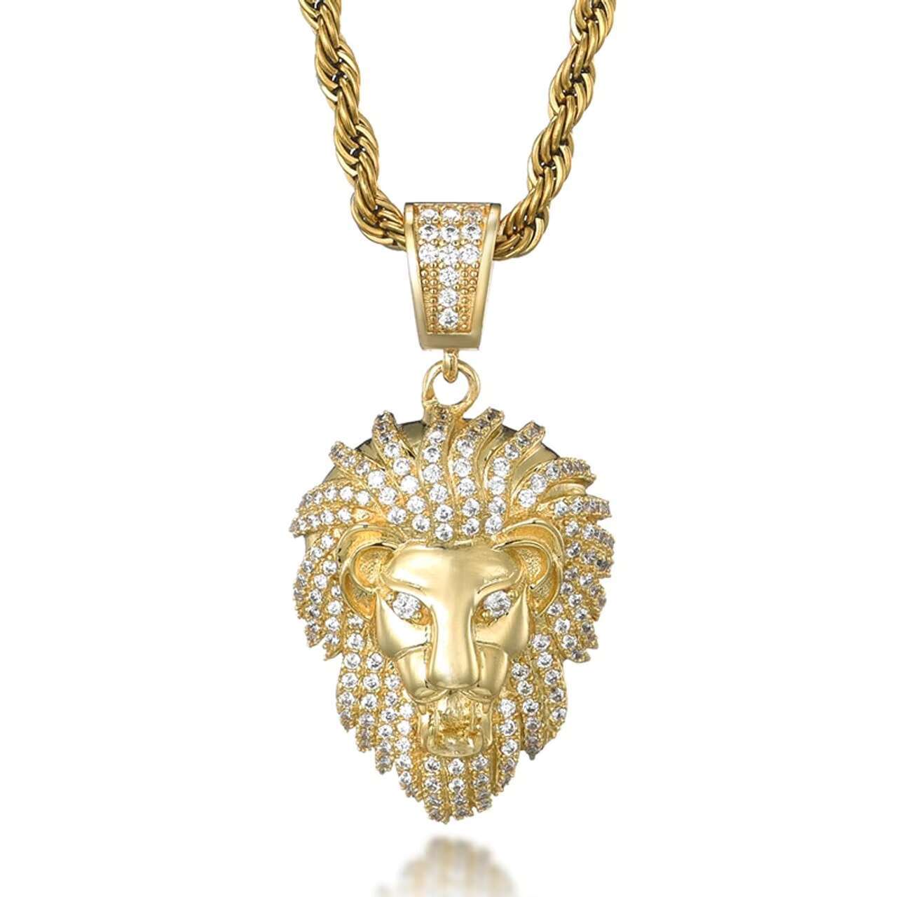 Exclusive 14k Gold 925 Silver Lion Head Moissanite Pendant Necklace Luxury Custom Animal Charms for Men