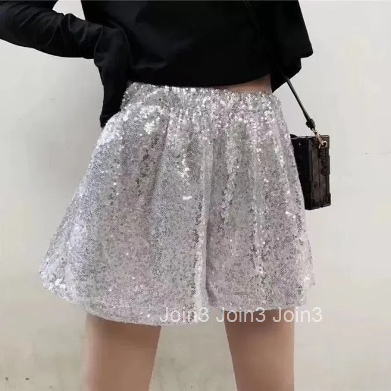 Woman Short Pants Wide with Rhinestones Sequin High Waist Shorts for Women Harajuku Fashion Outfits Normal Flowy Youthful Hot XL