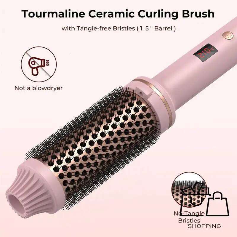 A28F-Heated Electric Curler Wand 3-In-1 Ionic Hair Curler/Straightener With Anti-Scald Nylon Bristles US Plug