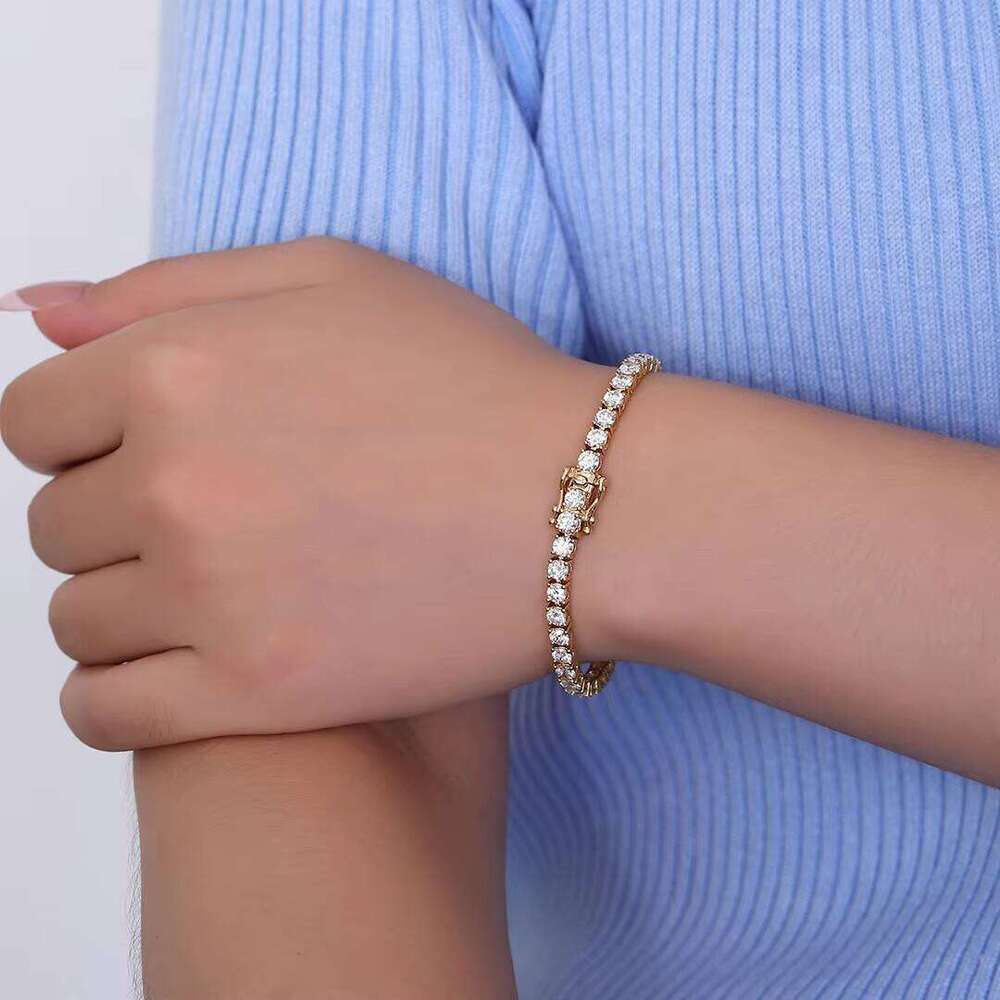 Classic Style 3mm Lab-Grown 10k 14k Tennis Bracelet for Women Daily Wear