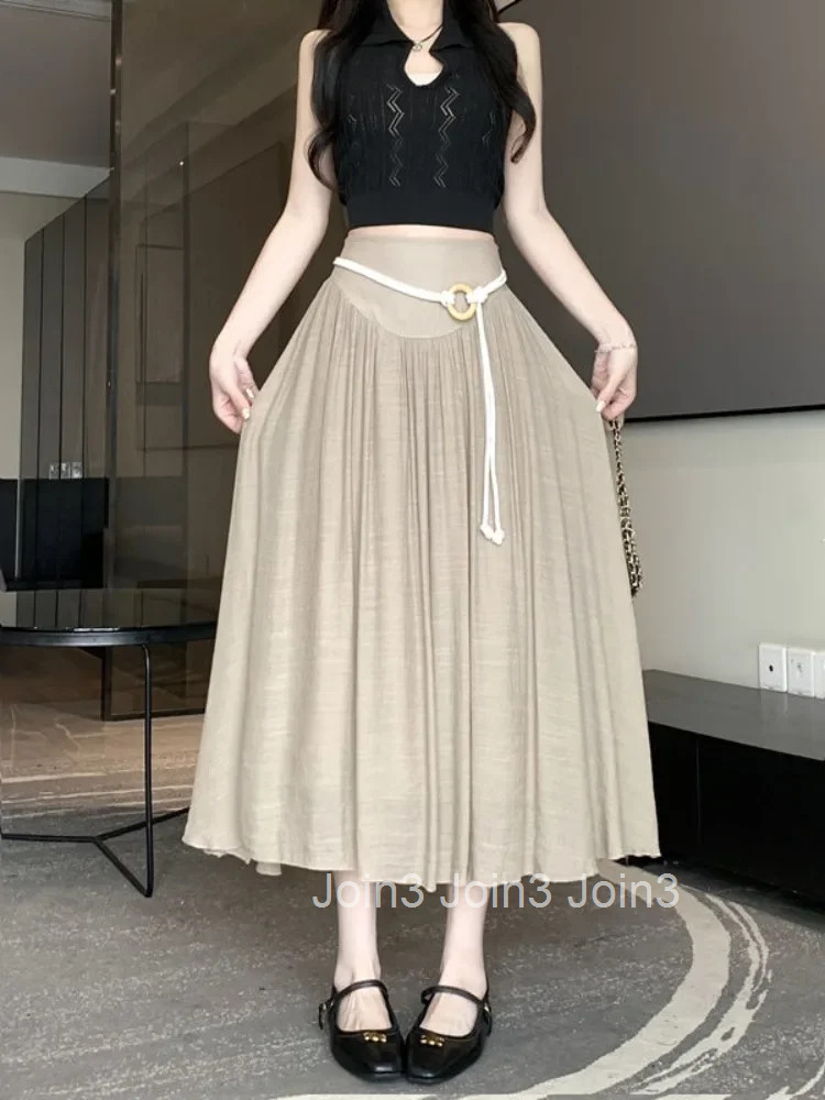 Pleated Skirts for Women with Strings Pleat Woman Skirt Summer 2025 Luxury Elegant Stylish A Line V Vintage Clothing Sales Y2k