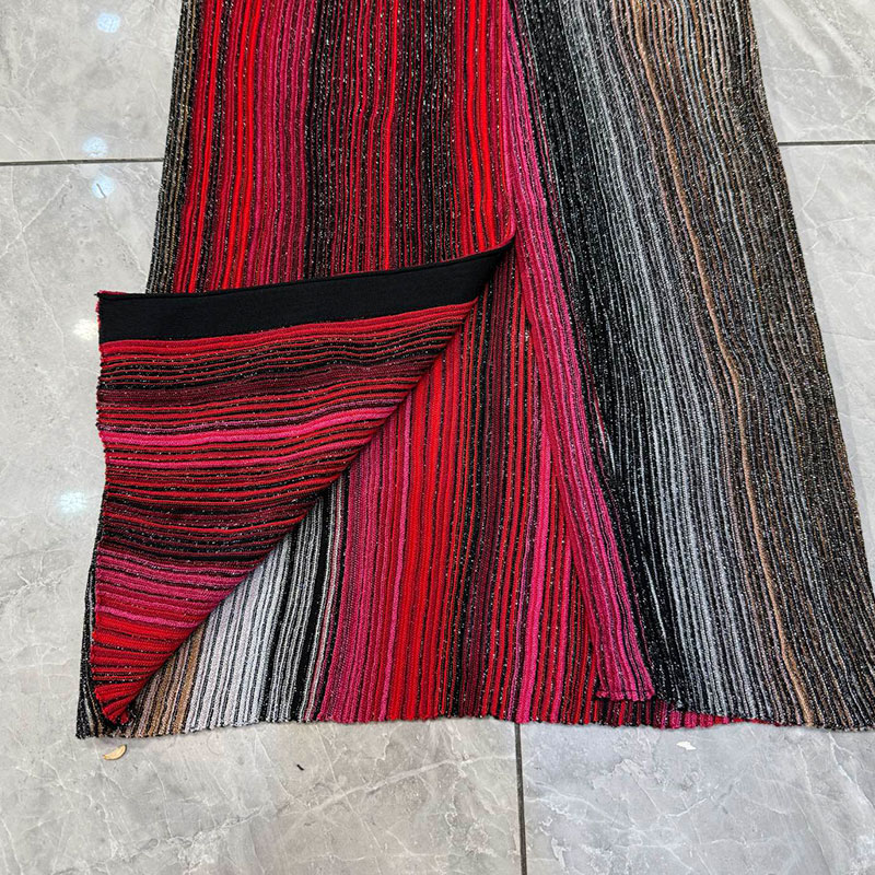 Summer New Women's Sequin Maxi Cardigan Dress Fashion Long Sleeve V-Neck Button Front Ankle Length Striped Two Colors Classic Luxury Clothes S064