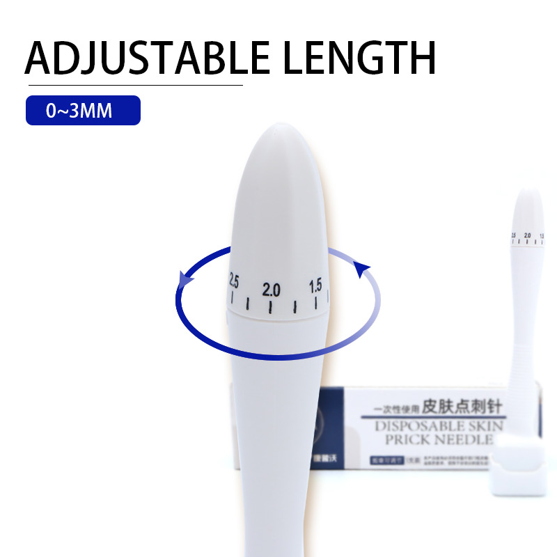 100 Titanium Microneedle Derma Stamp with Adjustable Length - At-Home Derma Roller for Beard & Skin Care