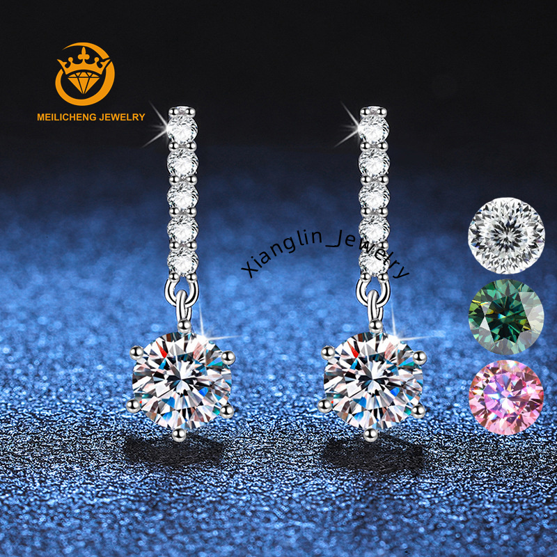 Wholesale Vvs Moissanite Jewelry 925 Sterling Silver 2ct Moissanite Diamond Drop Stud Earrings for Women