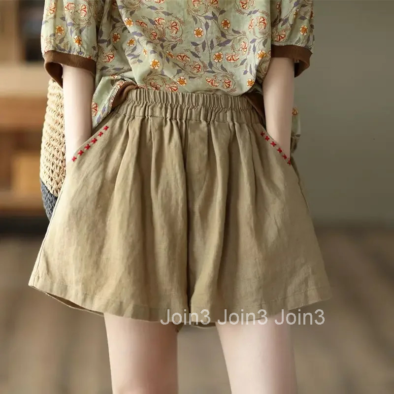 High Waist Cotton Shorts for Women Elastic Loose Woman Short Pants Baggy Embroidery Outfits Classic Jorts Streetwear Flowy Cheap