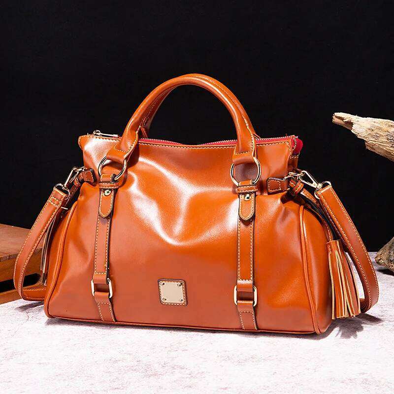 Vintage Pillow Design PU Leather Boston Handbag For Women Casual Large Capacity Shoulder Crossbody Bags Fashion Shopper Totes