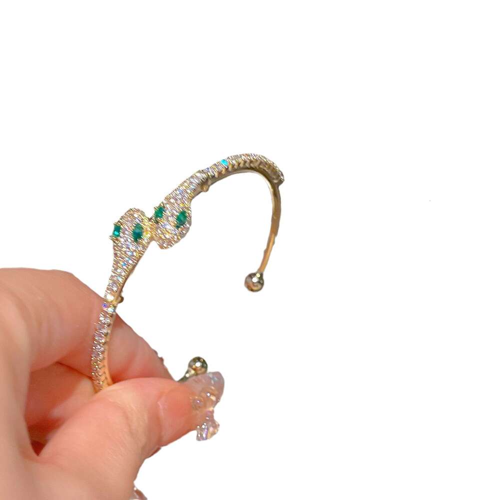 Golden Little Spirit Snake 2023 Adjustable Open Full Dia Shiny Sparkling Bracelet