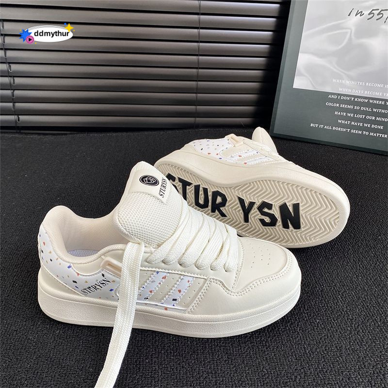 Zhao Lusi Thick-Soled White Sneakers 2025 New Spring Campus Style Street Fashion Casual Bread Shoes for Women ddmythur