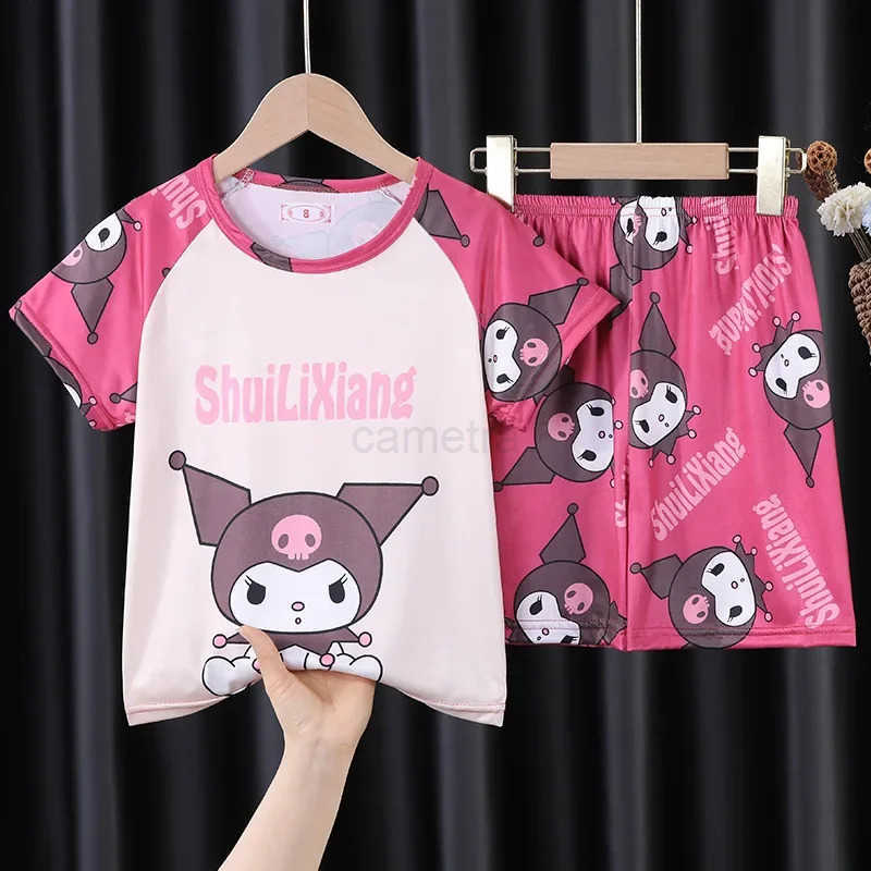 Sanrio Summer Cartoon Pajamas for Children Boys and Girls Short Sleeve Home Clothes Set Lightweight Sleepwear and Loungewear XJ250618XJ250618