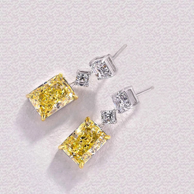 Huitan Yellow Cubic Zircon Dangle Earrings for Women Temperament Elegant Ear Accessories Daily Wear Party Aesthetic Lady Jewelry 250617