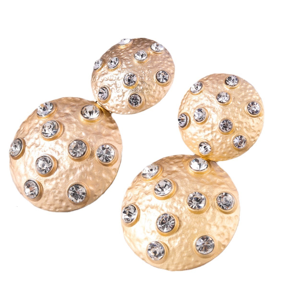 Style Fashion American Elegant Dia-Studded Personality Large and Small Circle Earrings Versatile Studs