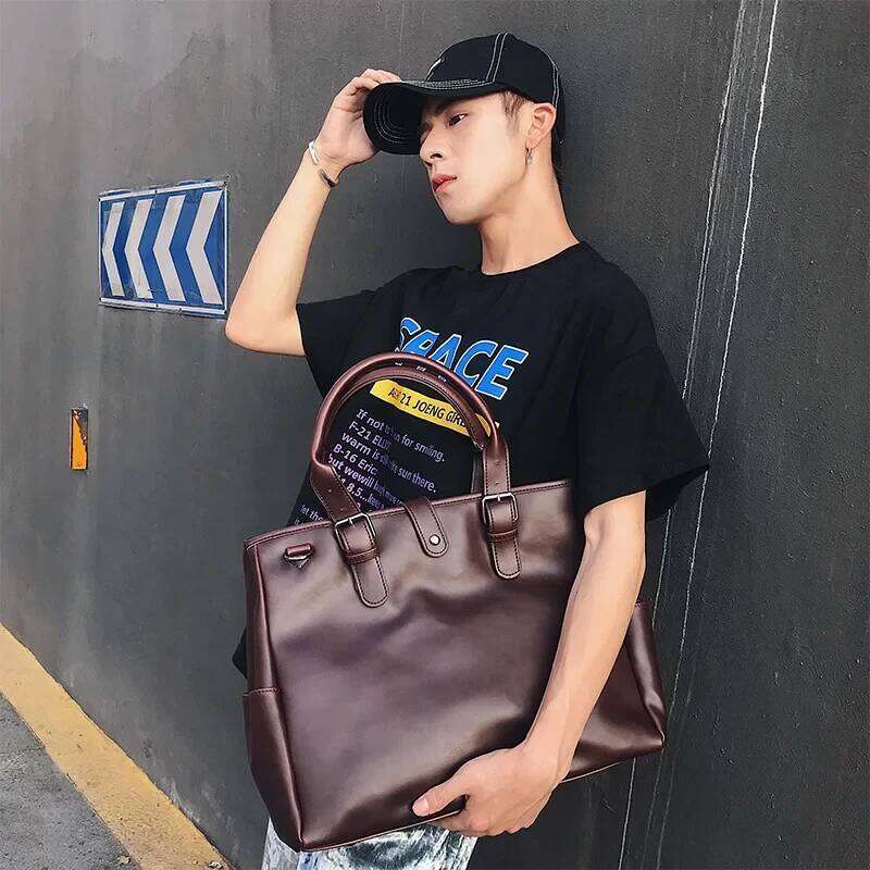 Retro Briefcase Men Large Capacity Top-Handle Bags With Strap Fashion Men's Crossbody Shoulder Messenger Bag Handbag