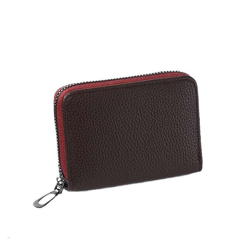 Lychee Pattern Multi-Card ID Slot Large Capacity Bank Holder Simple Compact Card Case Coin Purse