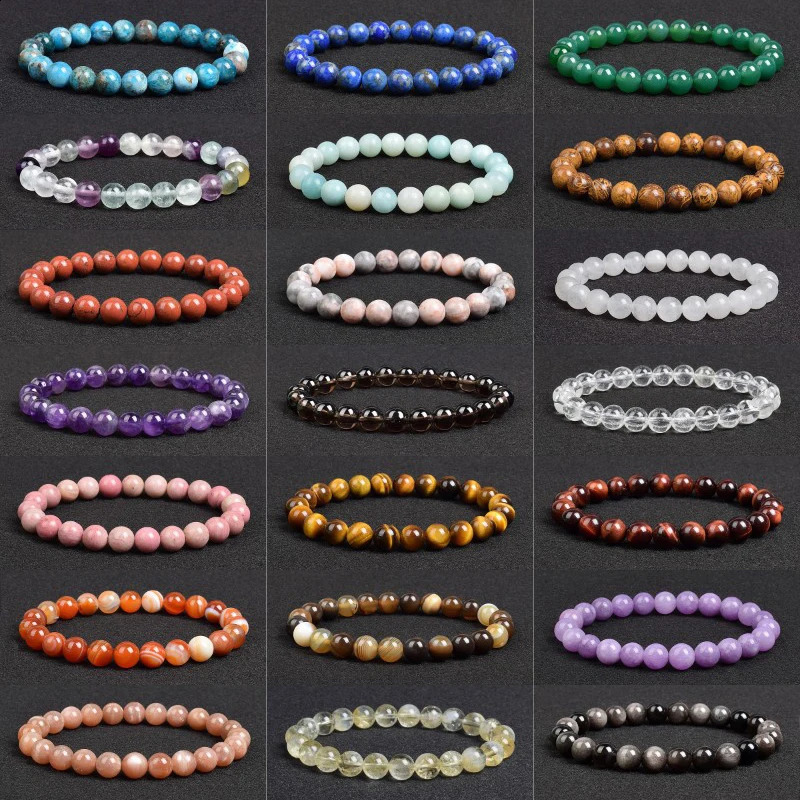 Genuine Natural Stone Bracelet Apatite Lapis Lazuli Agate Crystal Tiger Eye High Quality Gem Beads Homme Jewelry Bangle 250613
