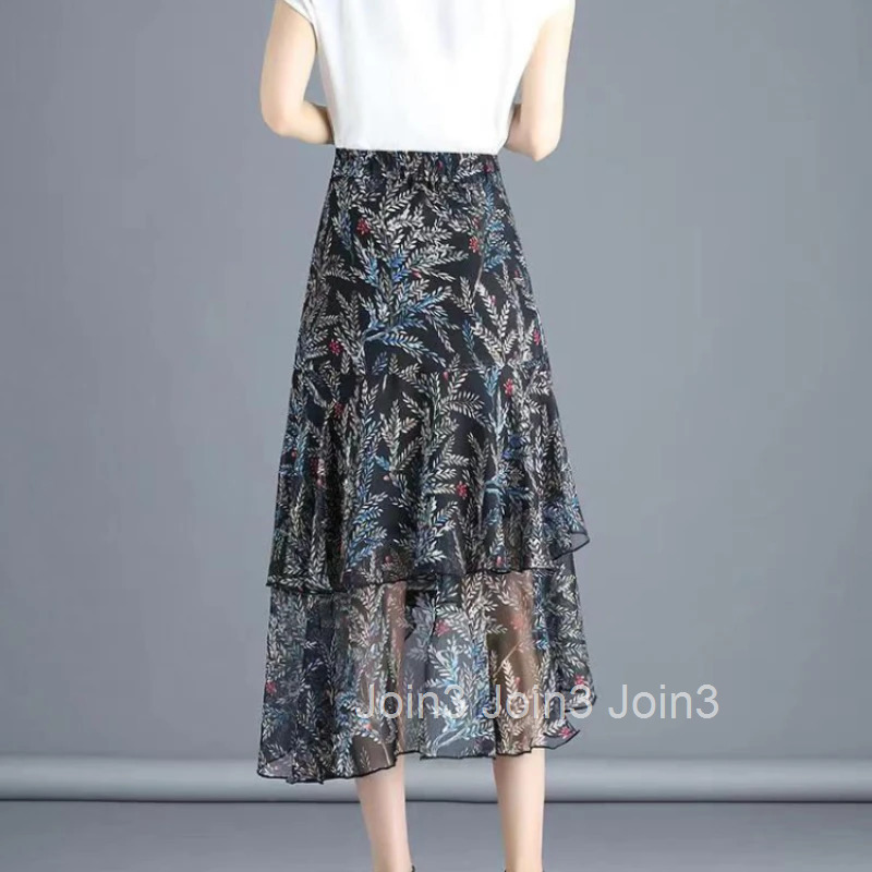 Floral Skirts for Women Long Casual Maxi Woman Skirt New In Aesthetic Clothing Sales Chic and Elegant Cheap 2025 Trend A Line V