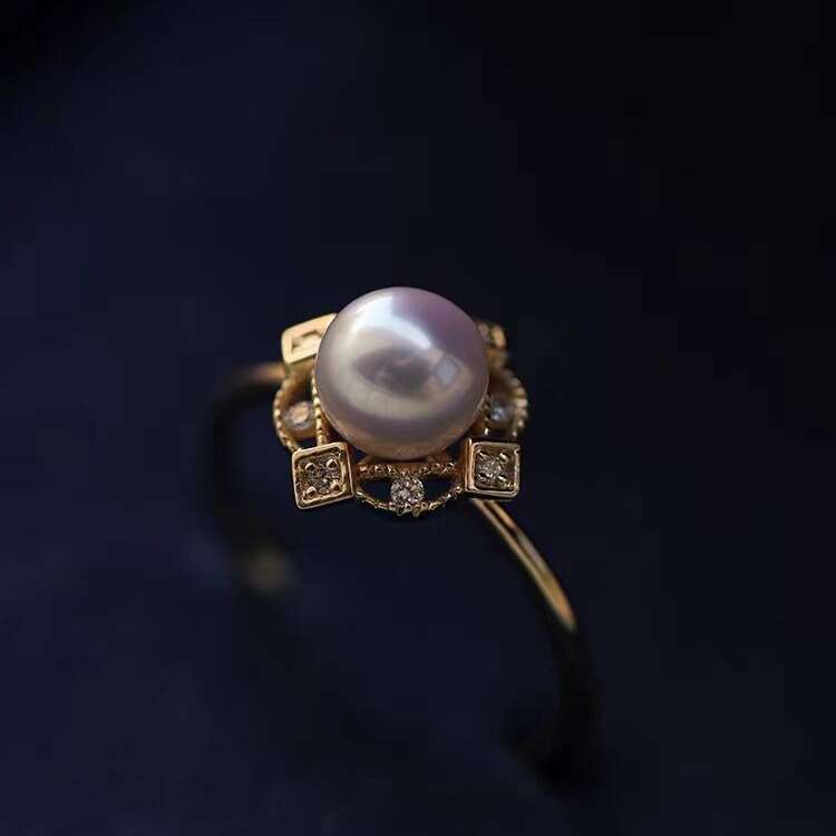 Hualing" Luxurious Aurora Natural Pearl Light Luxury Design Elegant Electroplated Color Ring