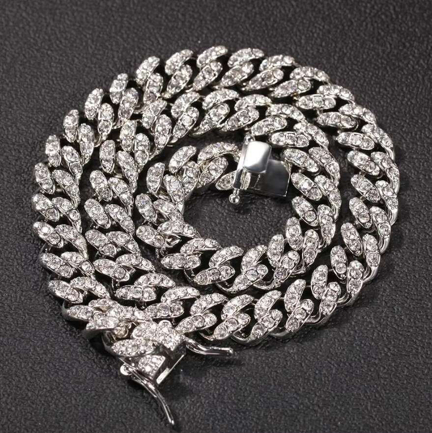 Mens 14K Gold Solid Iced out Cuban Link 12 mm Necklace Luxury Custom Jewelry with Moissanite round Brilliant Cut