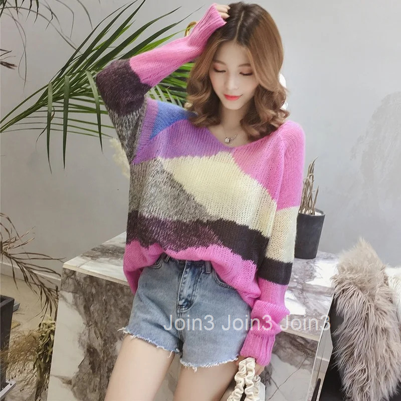Pink Blue Long Knitted Top for Women Green Ladies Sweaters 2025 New Collection Streetwear Sale Crochet Autumn Winter In Pullover