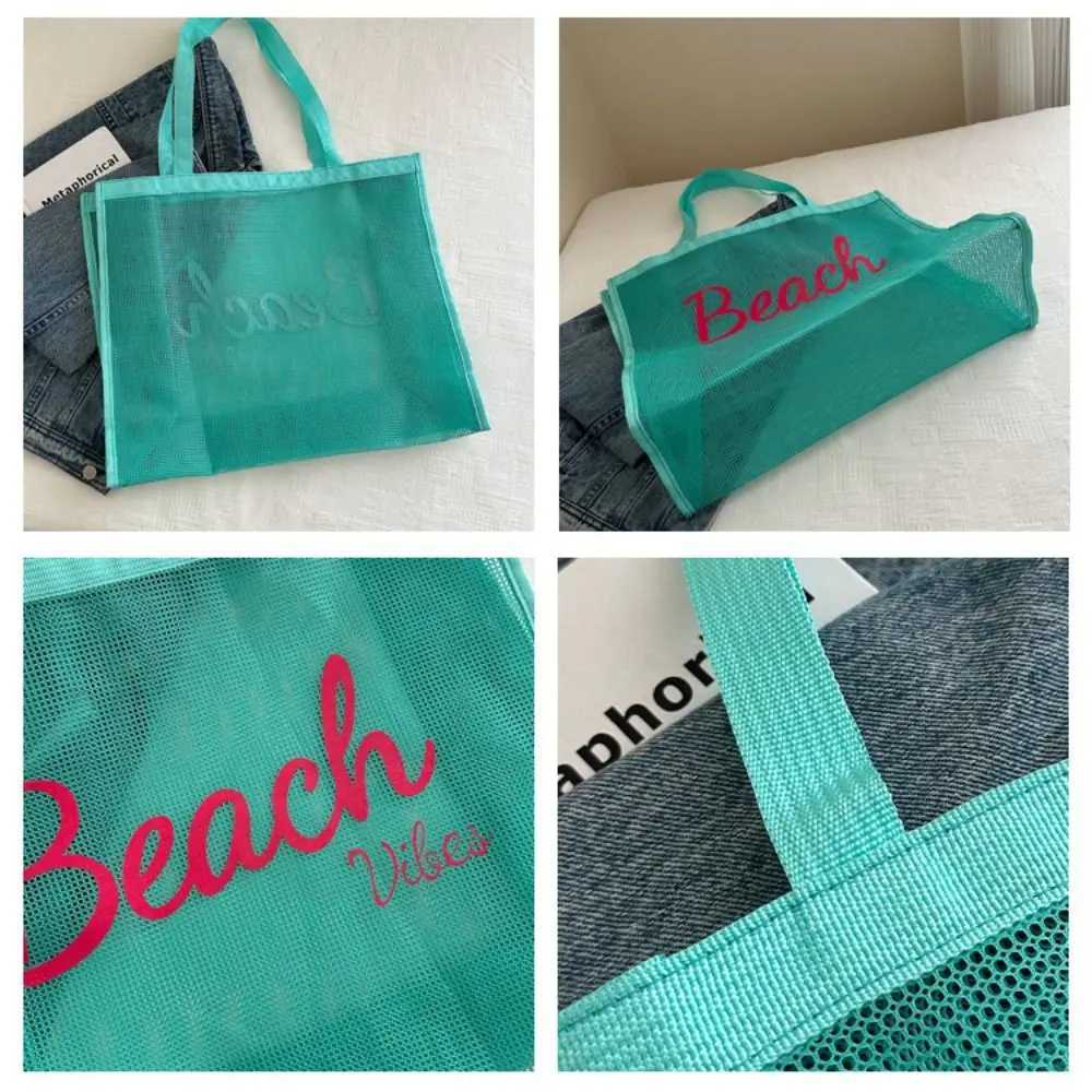 Large Capacity Beach Bag Letter Summer Transparent Mesh Bag Swimming Fitness Bag Mtifunctial Storage Bag Travel Shoder Bag B250618