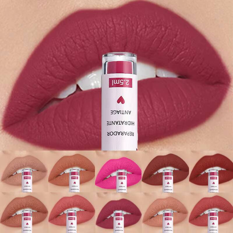 Korean Matte Liquid Lipstick Glaze Moisturizing Waterproof Durable Mud Non-stick Cup Rose Red Lip Gloss Makeup happy