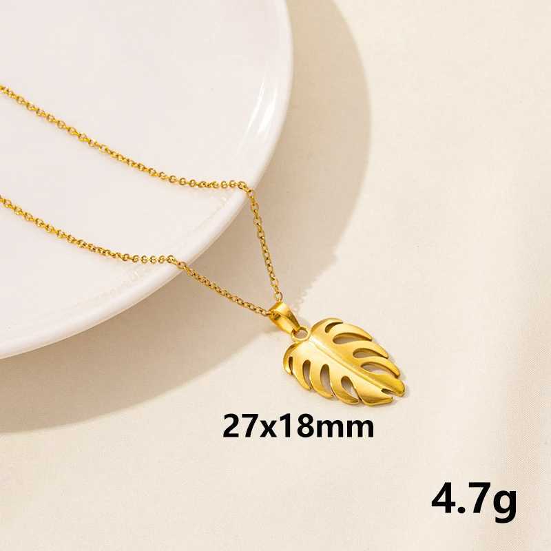 Plant Tree Leaves Pendant Necklace Ginkgo Leaf Charm Stainless Steel Necklaces For Women Men Jewelry Fashion Gold/Silver Color W250618