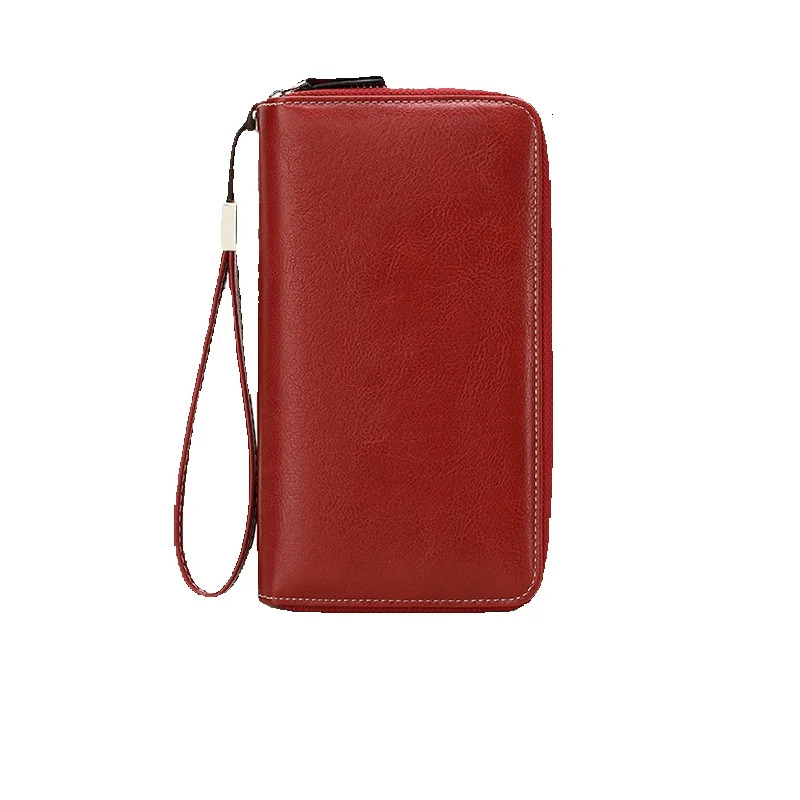 Free Shipping New RFID Anti-theft Women's Wallet Double Zipper Long Designer Wallet European And American Retro Large Luxury Capacity Clutch Fash