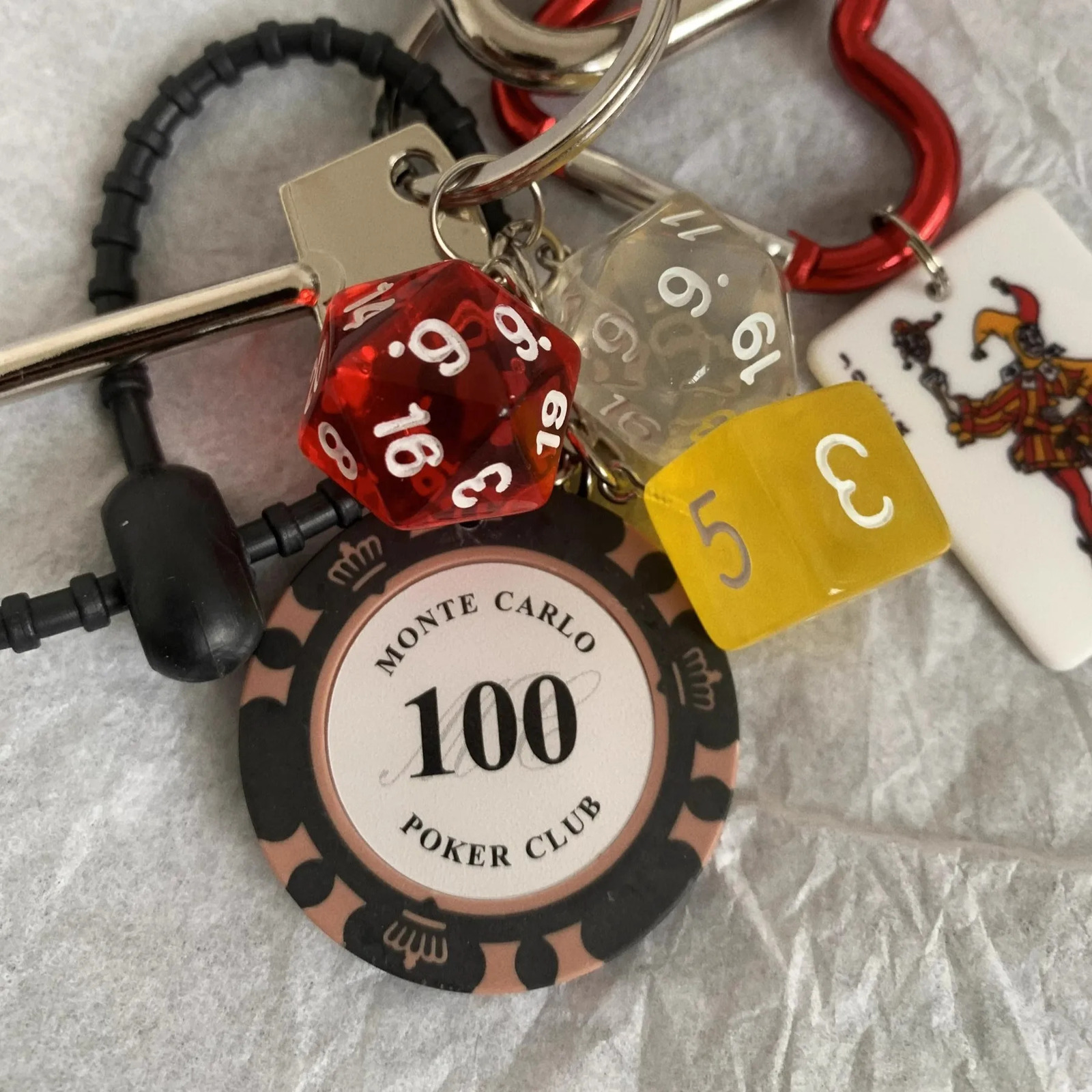 Las Vegas Casino style dice Key Chain Bottle opener Hangings playing cards Backpack pendant 250618