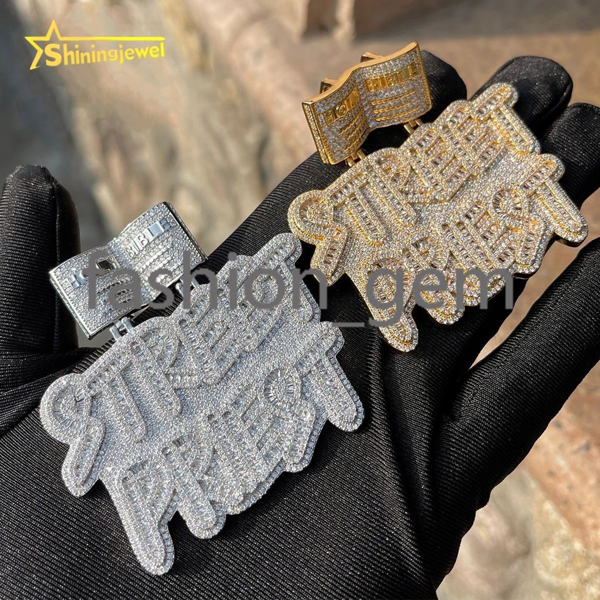 Custom Fashion Men Hip Hop Rapper Jewelry Letter Pendant 925 Silver With VVS D Moissanite Iced Out Diamond Brass moissanite Pendant