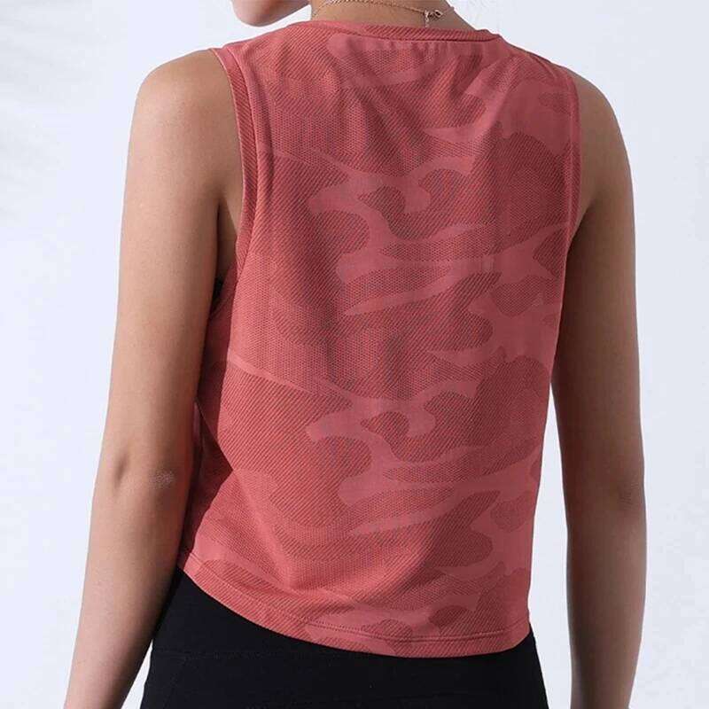Camouflage Running Vest Women, Fiess Crop Top, Sleeveless Mesh Yoga Shirts, Breathable Tank Tops for Training and Gym, Women's Sportswear