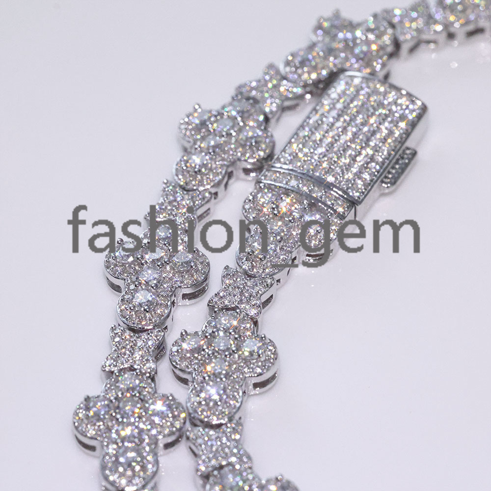 Moissanite Jewelry Cross Star Shaped Design Diamond Chain Can Pass Diamond Test 925 Sterling Silver Necklace for Men Women