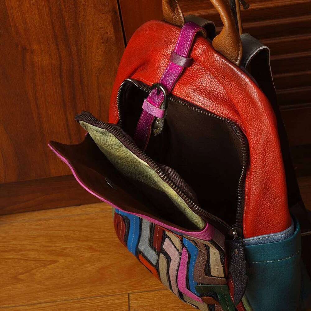 Leather Retro Style Random Rub Color To Do Old Head Layer Cowhide Backpack