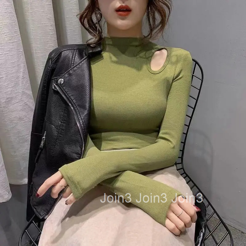 Womens T Shirts Skinny 2025 Tshirts Brown Turtleneck Female Tops White Clothes New in Emo Old Novelties Wholesale Alt Tall Tees