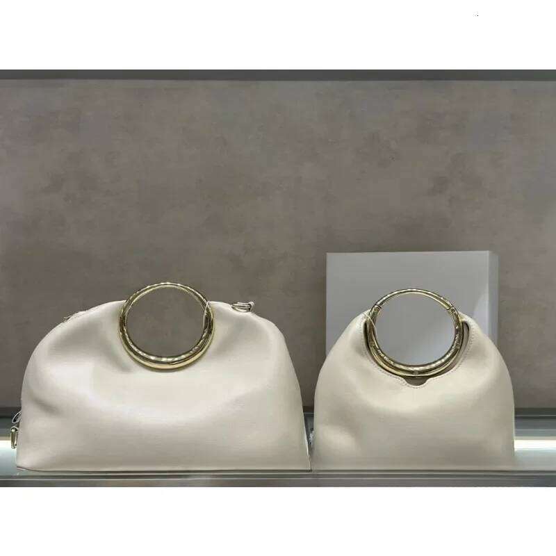 New fashionable leather ring handbag, top layer cowhide crossbody women's bag, European and American style