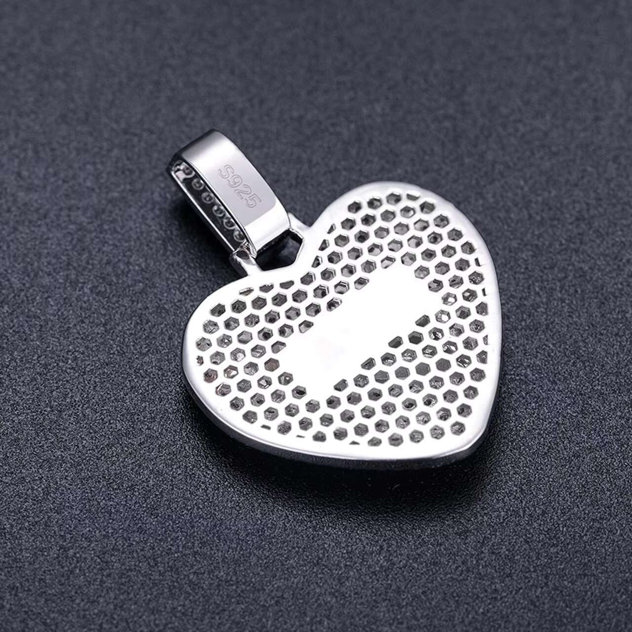 New Trendy VVS Moissanite Diamond Star in Heart Pendant Necklace 925 Sterling Silver Hip Hop in Style