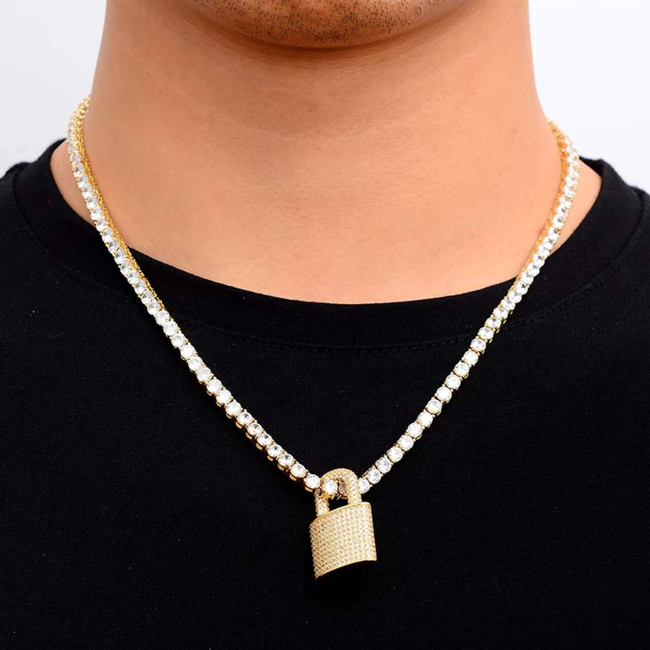 New Arrival 925 Sterling Silver 3D Lock Pendant VVS Diamond Tester with Iced Moissanite Hip Hop Style Necklace