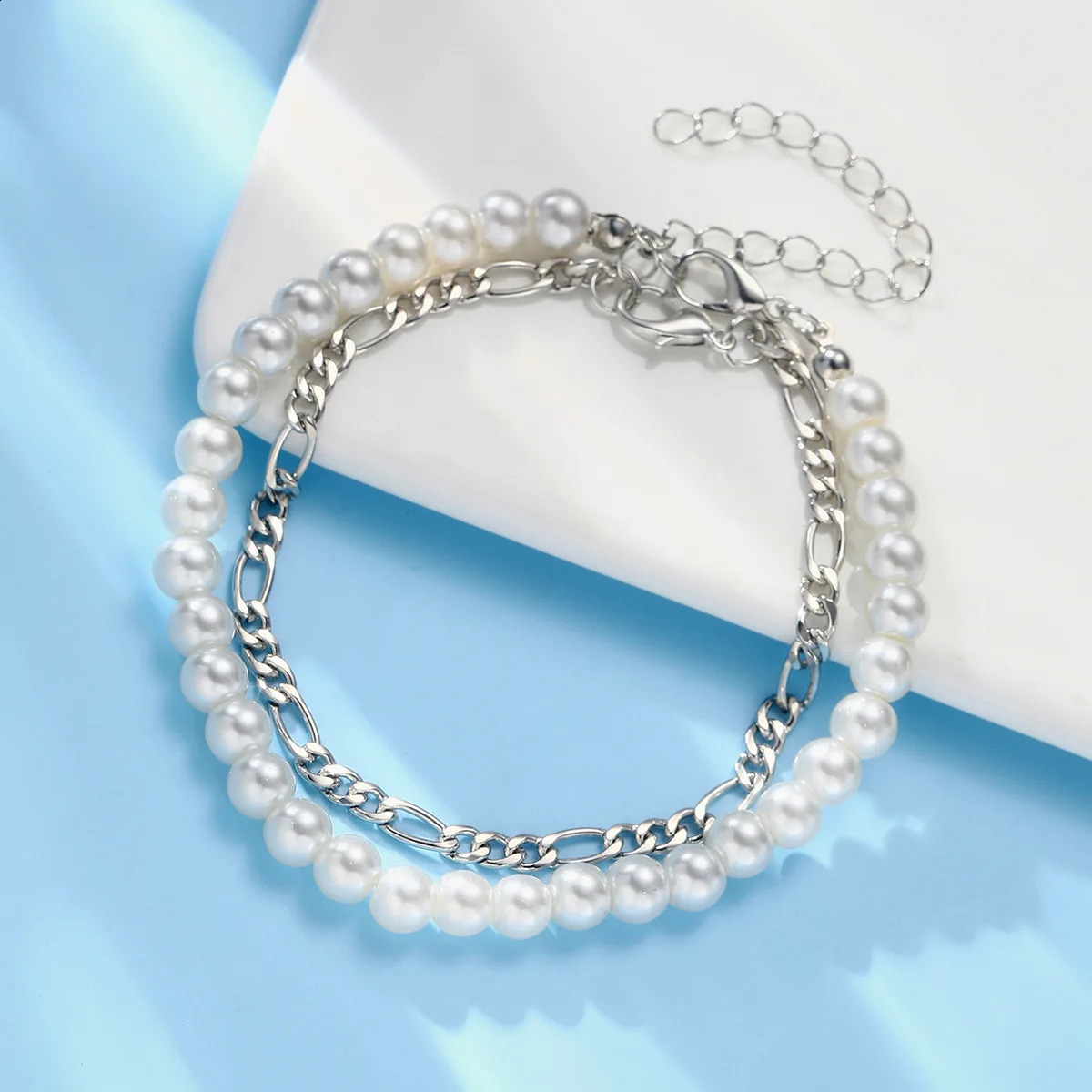 Fashion Pearl Chain Bracelet Men Handmade Classic Figaro For Jewelry Gifts 250613