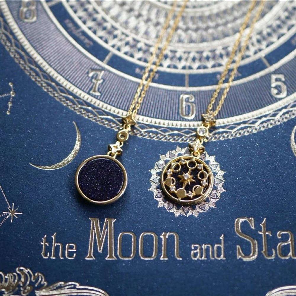 Blue Sand Stone Sun Moon Star Exquisite Collarbone Ins Necklace Personality Light High-end Sier Temperament Women's Chain