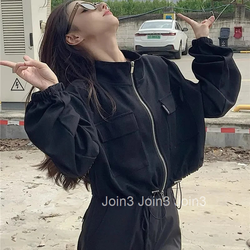 Solid Color Loose Zip-up Female Coat Luxury Korean Style Elegant 2025 Trend New in Outerwears Womens Jackets Casual Harajuku
