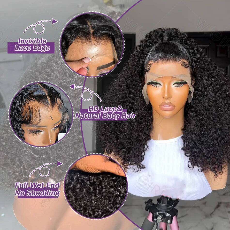 250% 13x6 HD Human Hair Deep Wave Frontal Brazilian 13x4 Short Bob Curly Lace Front Wigs 5x5 Closure Wig For Women