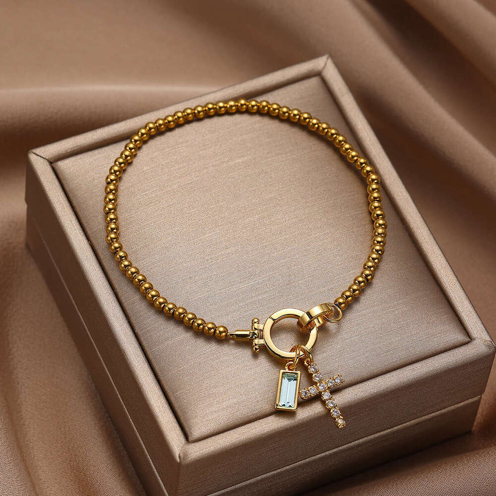 2025 NEW INS Hot Luxury Jewelry Designer Bracelet Gold Bead Bracelet Ins Lover Knot Zodiac Month Stone Pendant Bracelet Love Knot Plated 18k Gold Jewe