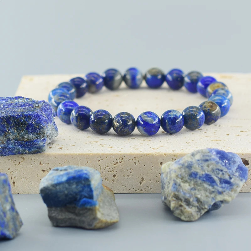 Real 5A Natural Lapis Lazuli Stone Beads Bracelet Homme Elastic High Quality Energy Healing Jewelry for Women Gift Boyfriend 250613