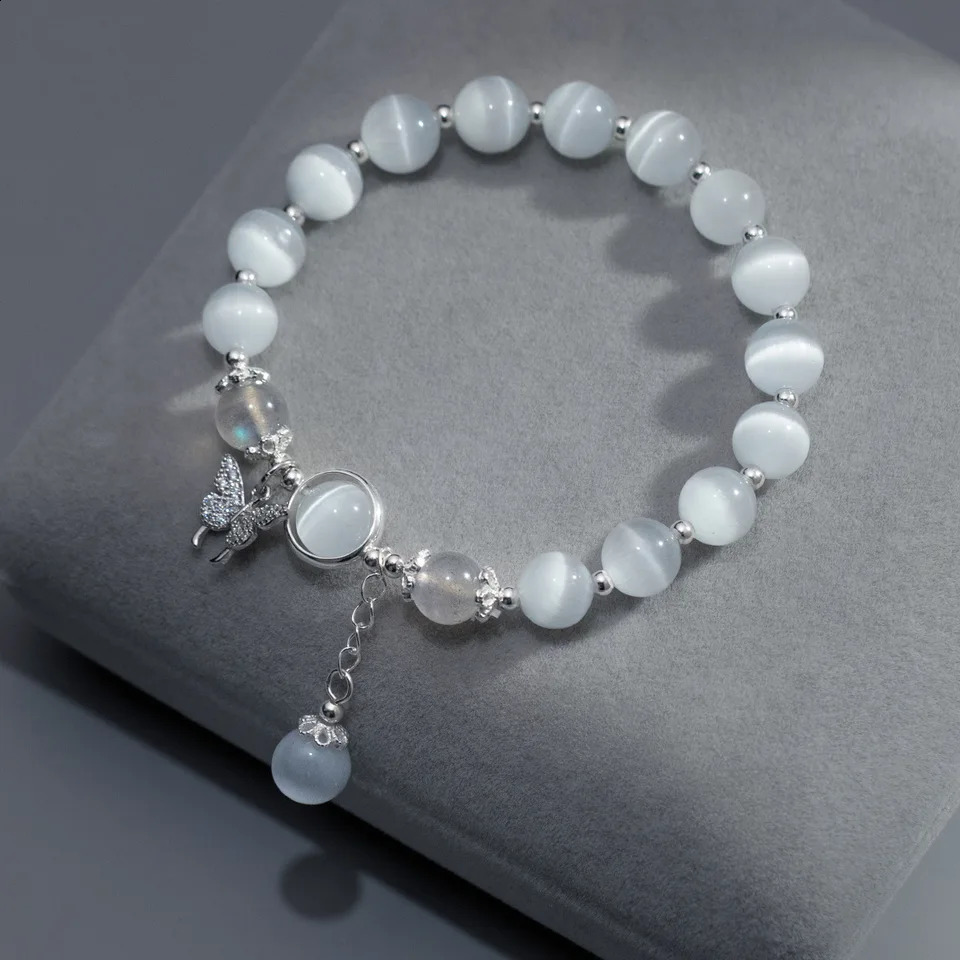 Fashion Korean Butterfly Beads Bracelet For Women Fantasy Blue Crystal Elastic Rope Exquisite Jewelry Friend Gifts 250613